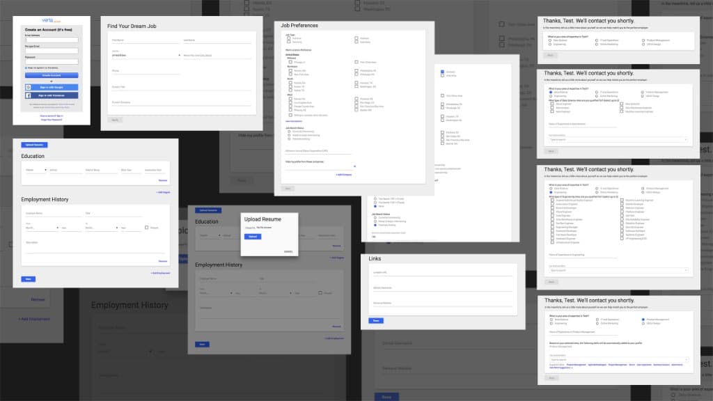 Existing 13-page application flow with fragmented candidate experience